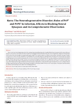 Kuru The Neurodegenerative Disorder Roles of PrP