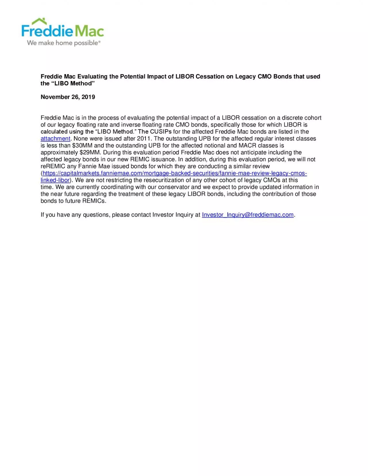 PDF-Freddie Mac Evaluating the Potential Impact of LIBOR Cessation on Lega