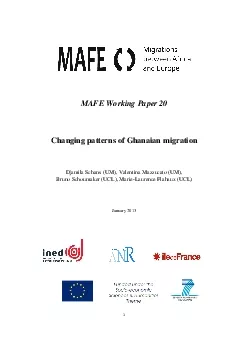 MAFE Working Paper 20 Changing patterns of Ghanaian migration Djamila