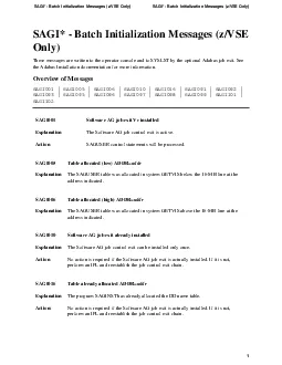 SAGI  Batch Initialization Messages zVSE