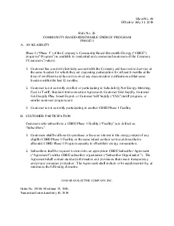 Sheet No 49Effective July Rule No 26COMMUNITYBASED RENEWABLE ENERGY PR