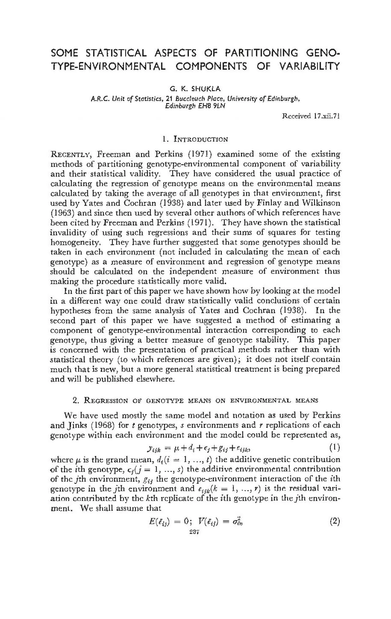 PDF-SOME STATISTICAL ASPECTS OF PARTITIONING GENOTYPEENVIRONMENTAL COMPO