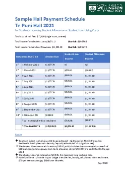 Sample Hall Payment Schedule Te PuniHall 2021for Students receiving St