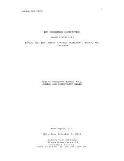 1ISRAEL20151205   THE BROOKINGS INSTITUTION SABAN FORUM ISRAEL AND