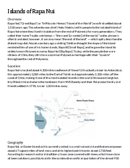 Rapa Nui Great Rapa or Te Pito o te Henua Navel of the World was first