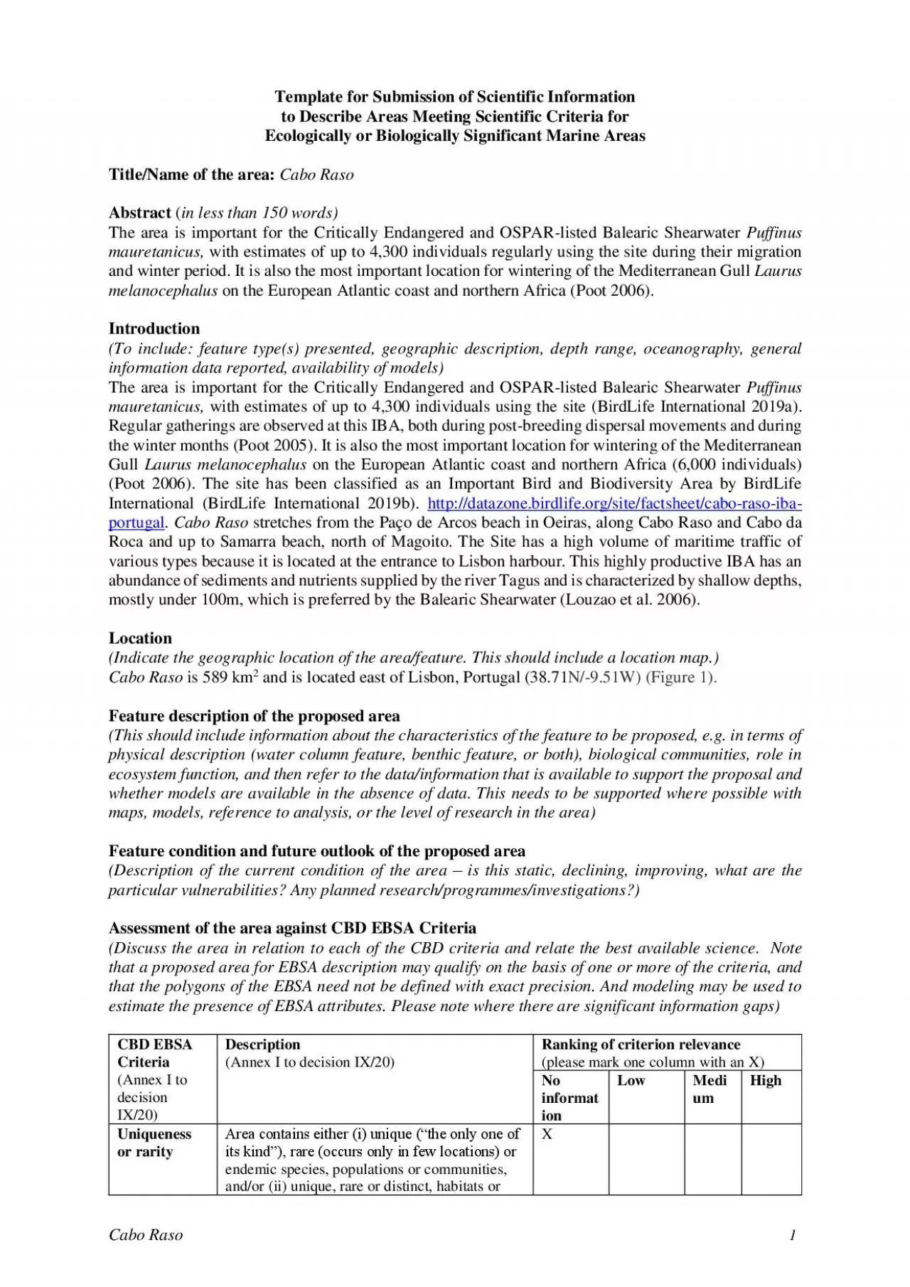 PDF-Template for Submission of Scientific Information