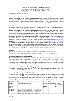 Template for Submission of Scientific Information