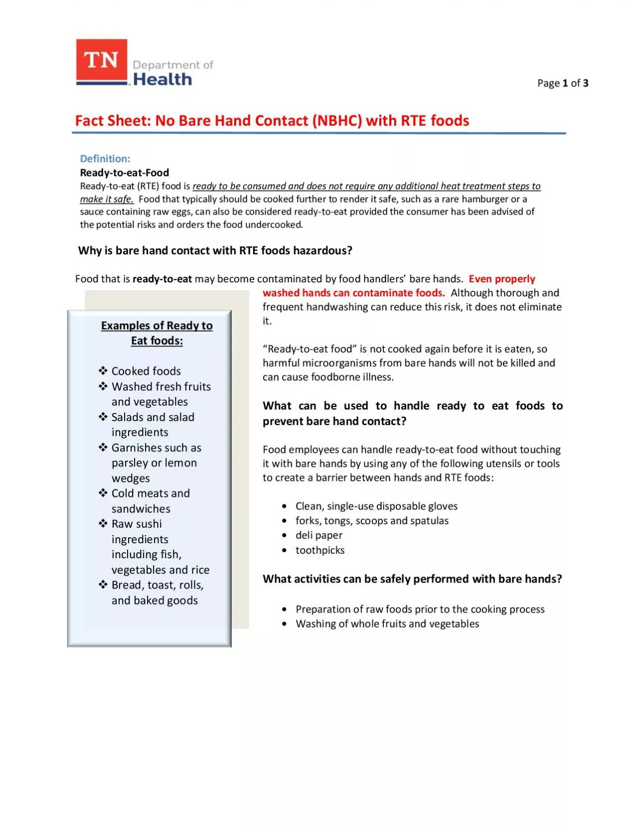 PDF-Fact Sheet No Bare Hand Contact NBHC with RTE foods