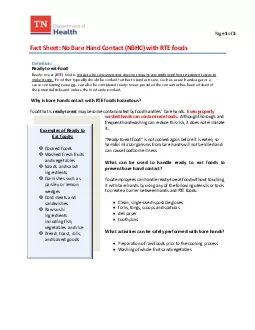 Fact Sheet No Bare Hand Contact NBHC with RTE foods