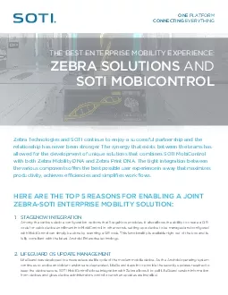 Zebra Technologies and SOTI continue to enjoy a successful partnership