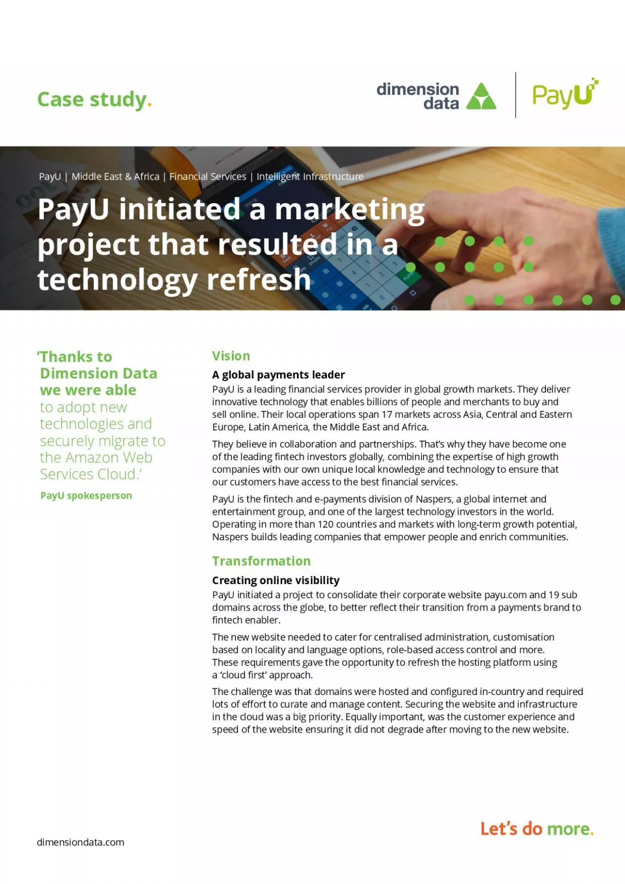 PDF-PayU initiated a marketing project that resulted in a technology refre