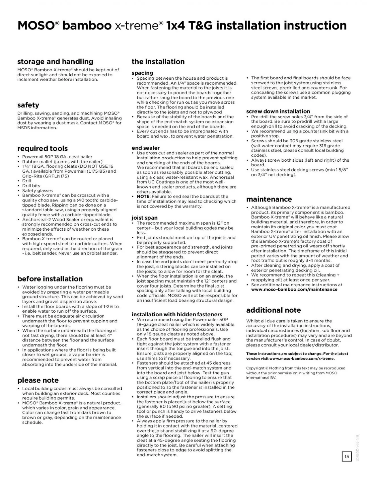 PDF-MOSO bamboo xtreme 1x4 TGinstallation instructionstorage and handling