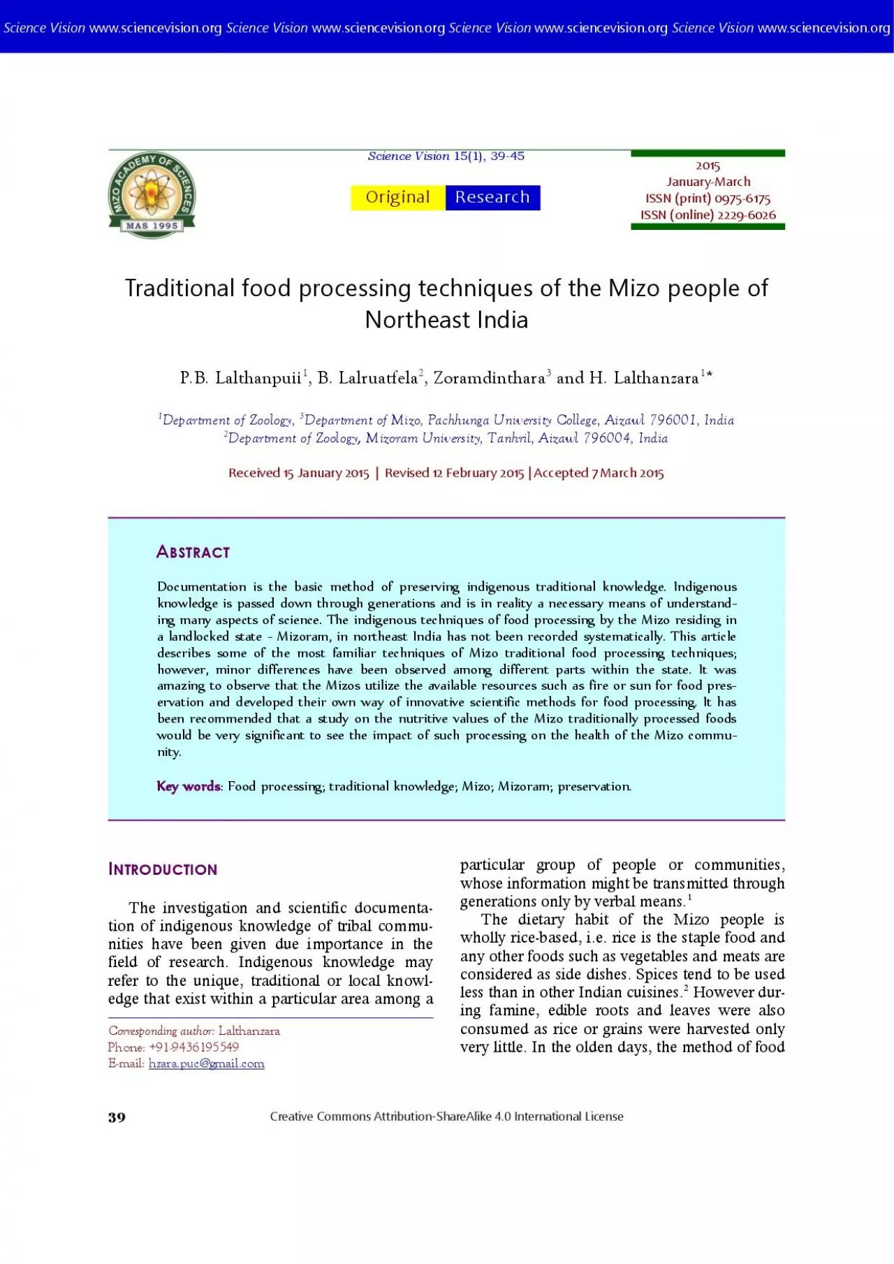 PDF-Traditional food processing techniques of the Mizo people of