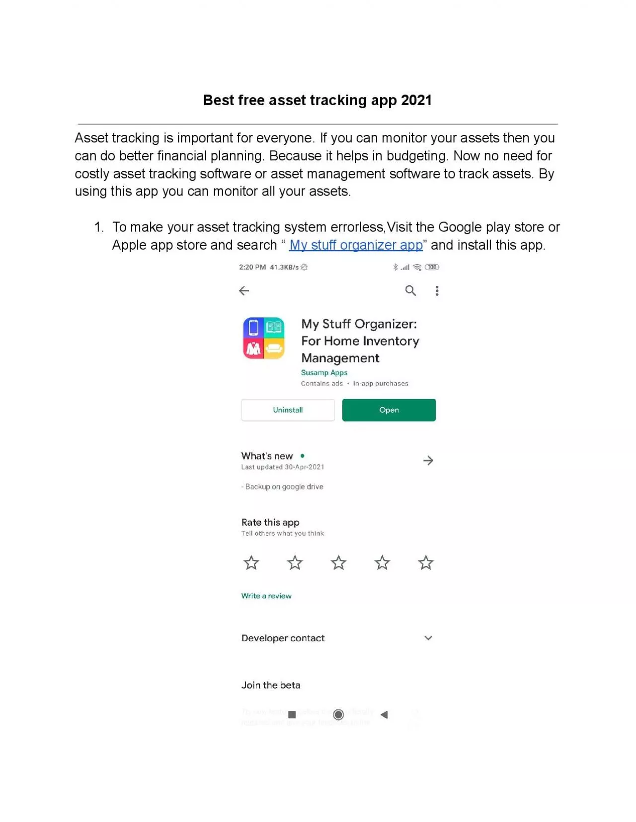 PDF-Best free asset tracking app 2021