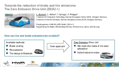 Towards the reduction of brake and tire emissions