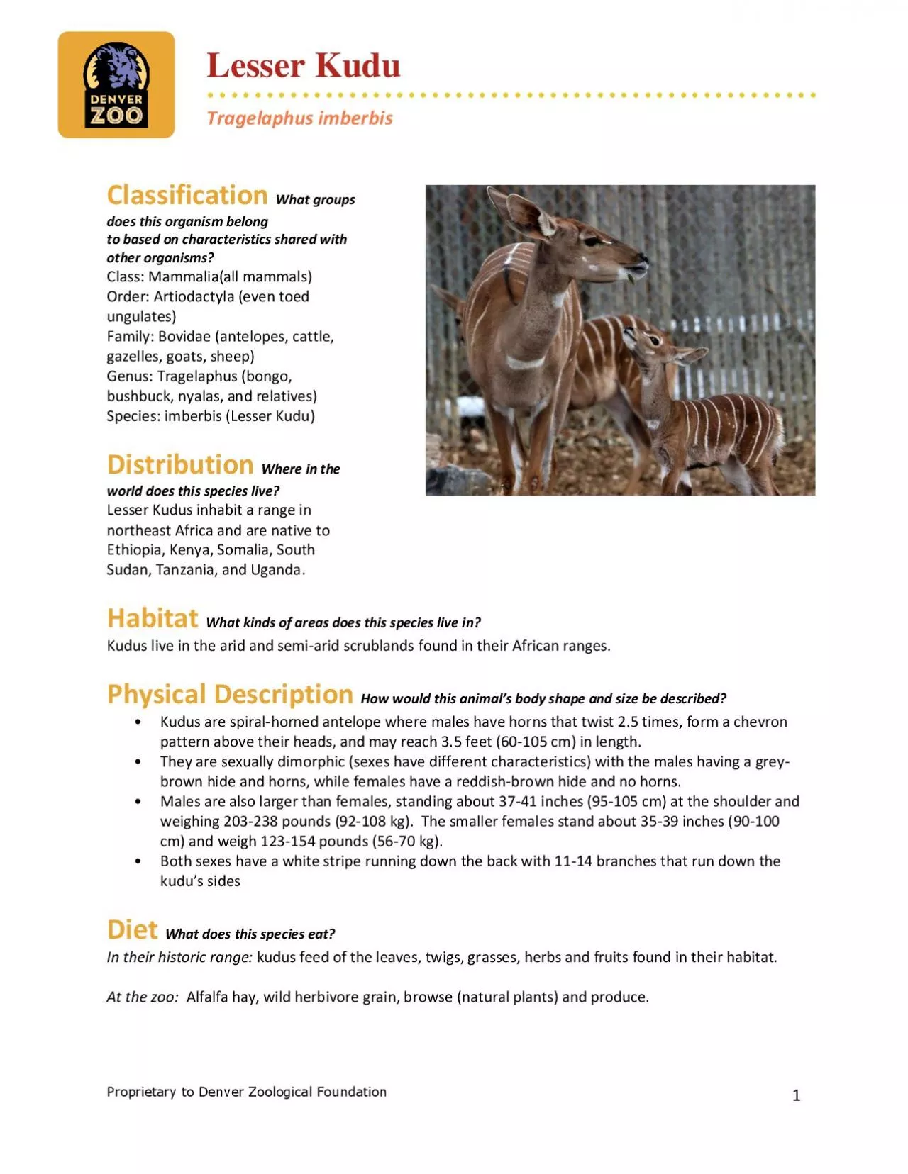 PDF-Proprietary to Denver Zoological Foundation