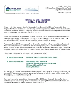 NOTICE TO OUR PATIENTS