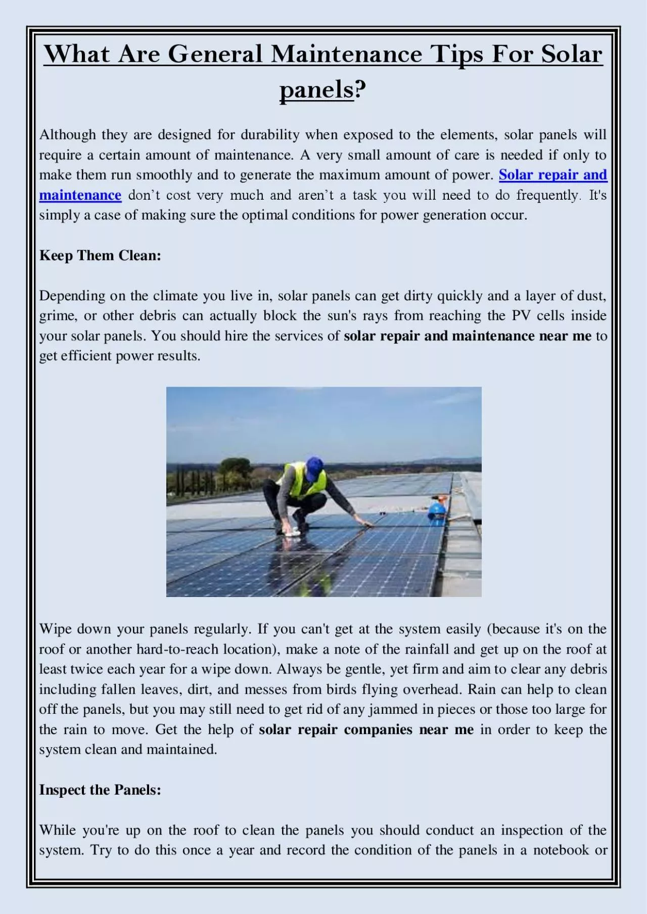 PDF-What Are General Maintenance Tips For Solar panels?