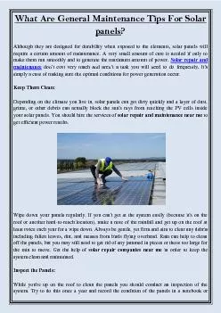 What Are General Maintenance Tips For Solar panels?