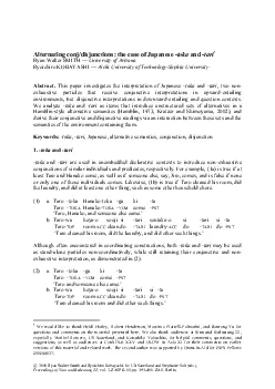 Alternating conjdisjunctions the case of Japanese toka