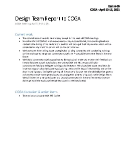 Design Team Report to COGA