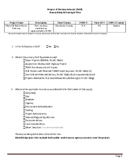 Project of Division Interest PoDIStewardship  Oversight Plan