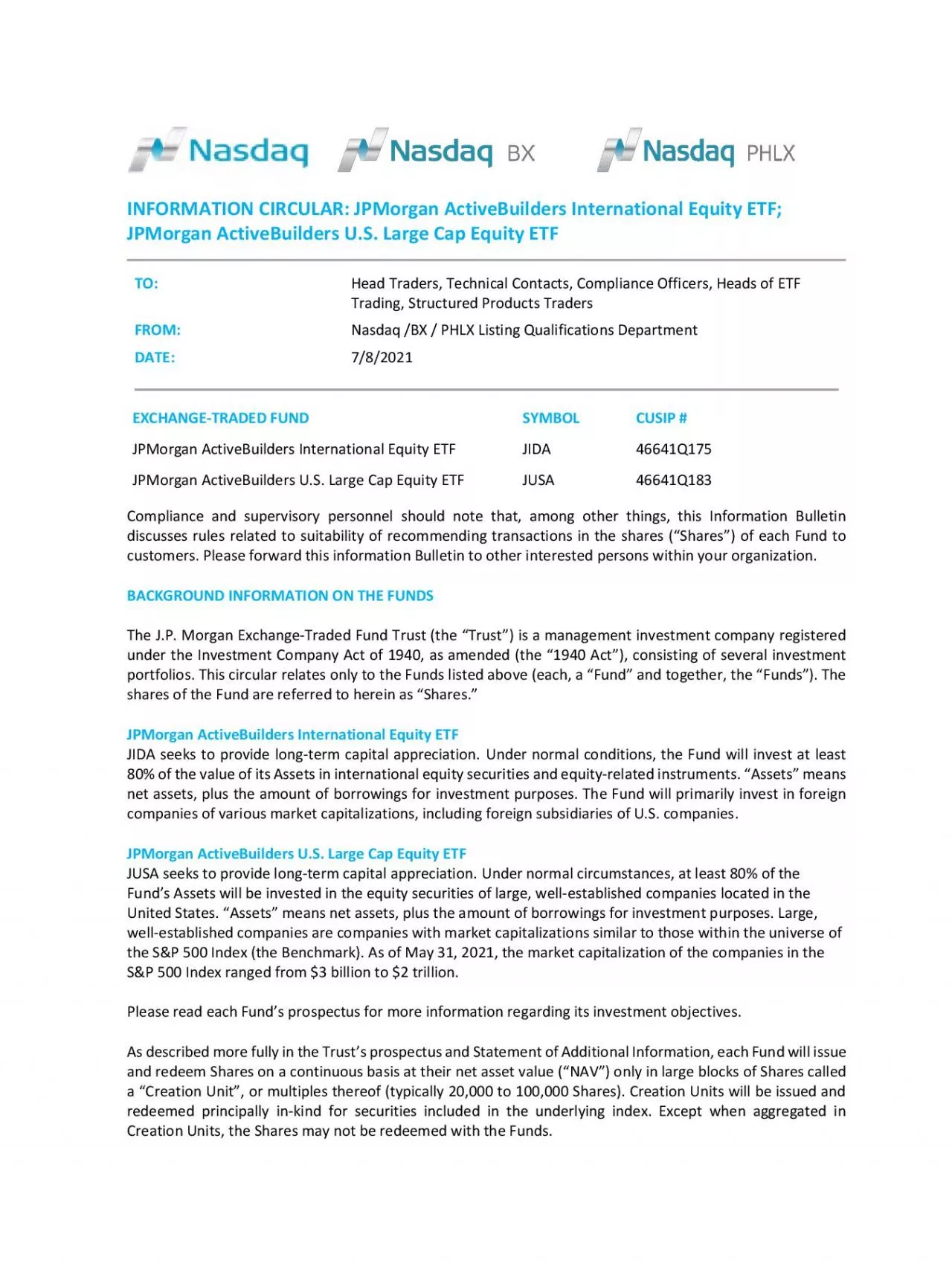 PDF-INFORMATION CIRCULAR JPMorgan ActiveBuilders International Equity ETF