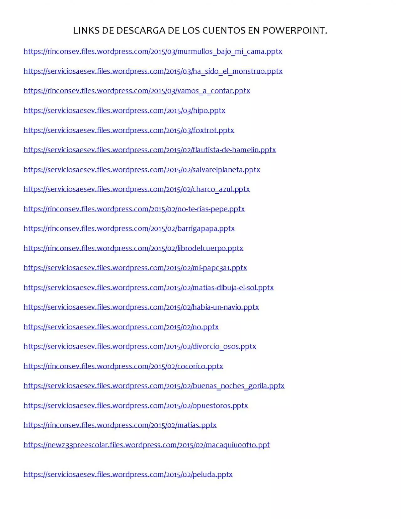 PDF-LINKS DE DESCARGA DE LOS CUENTOS EN POWERPOINT
