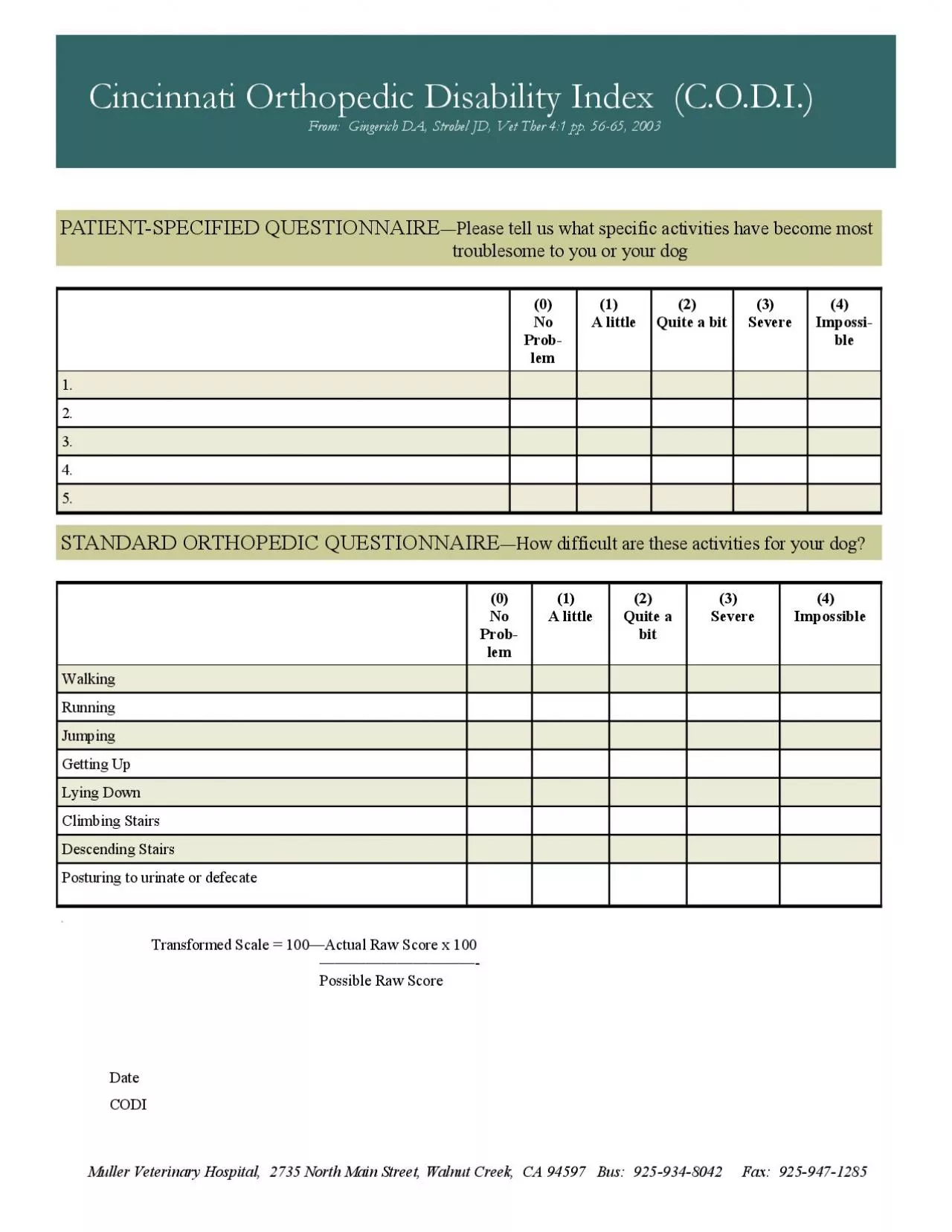 PDF-Cincinnati Orthopedic Disability Index CODI