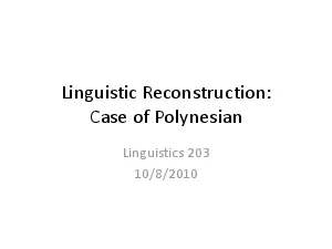 Linguistic Reconstruction