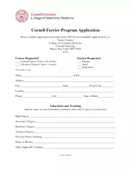 Cornell Farrier Program Application Please complete ap