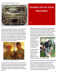 Canadian Farrier Team Newsletter Issue  The World Cham
