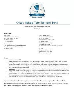 Crispy Baked Tofu Teriyaki Bowl