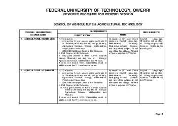 Page  1 FEDERAL UNIVERSITY OF TECHNOLOGY OWERRI REVIEWED BROCHURE FO2