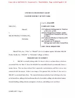 COMPLAINT  Page 1 UNITED STATES DISTRICT COURT EASTERN DISTRICT OF NE