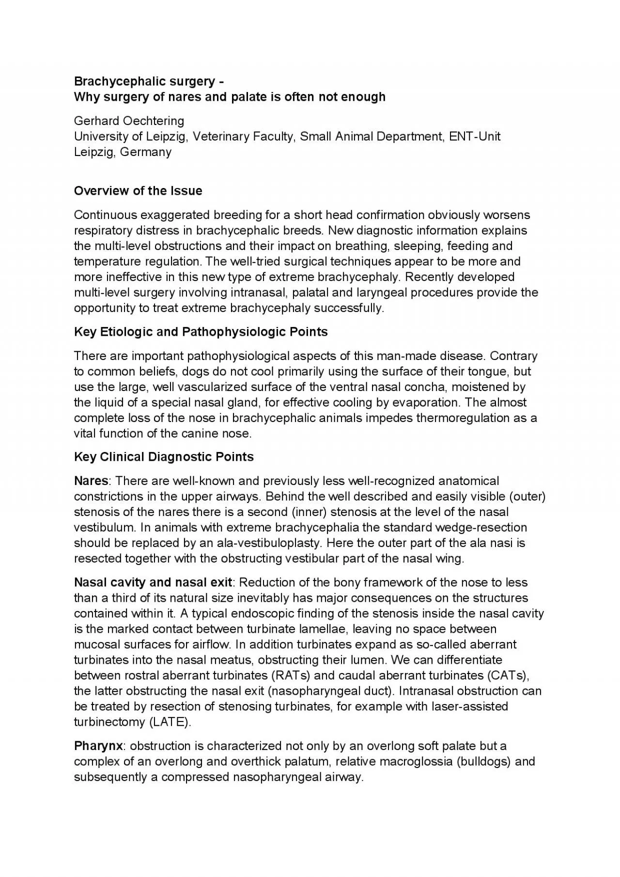 PDF-Brachycephalic surgeryWhy surgery of nares and palate is often not eno