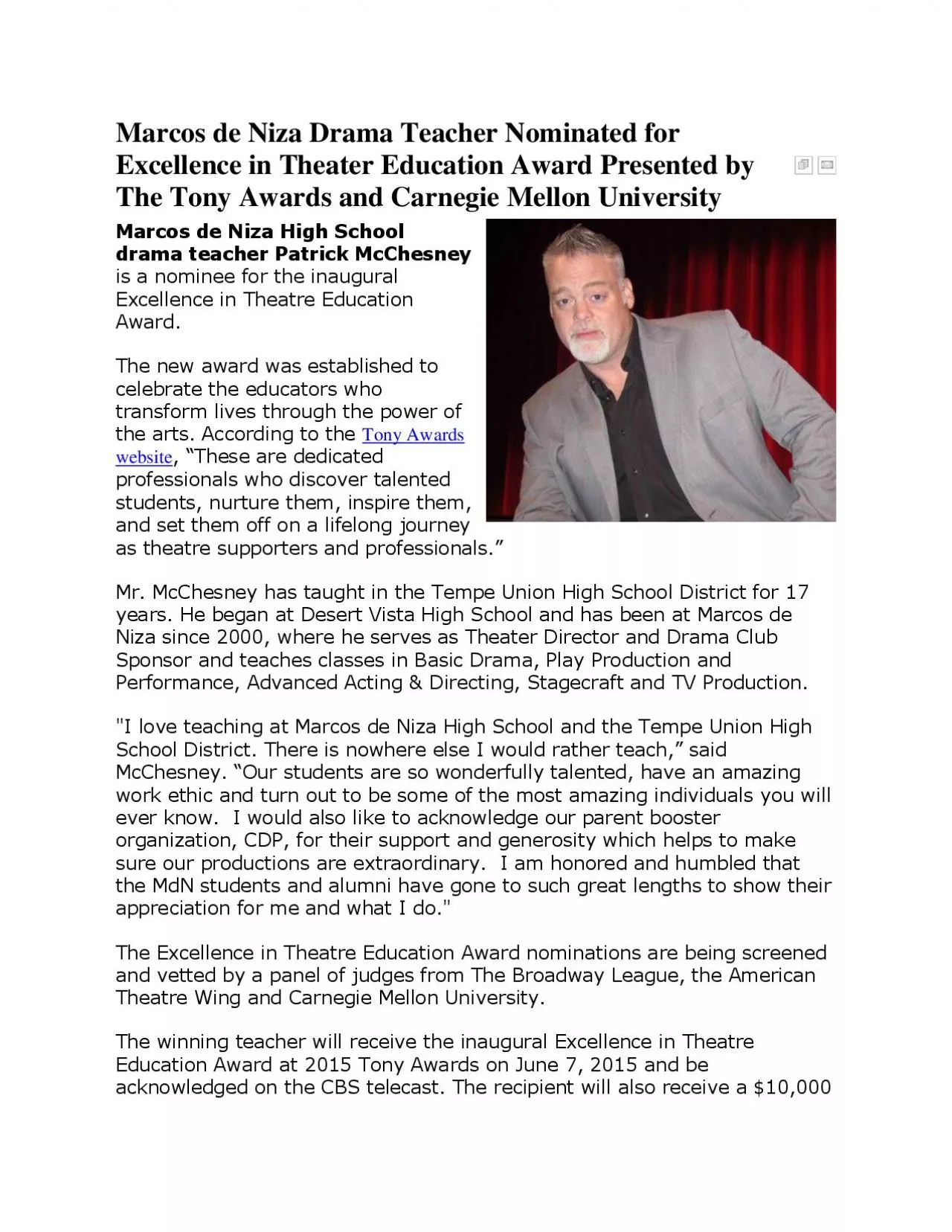 PDF-Marcos de Niza Drama Teacher Nominated for