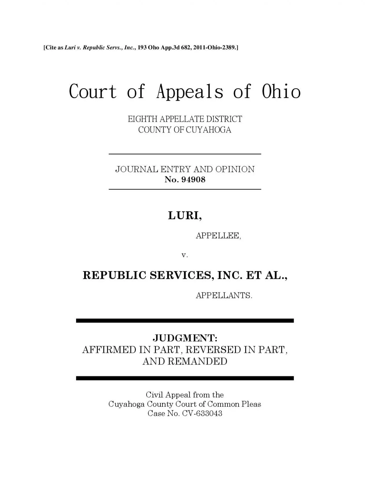 PDF-Cite as Luri v Republic Servs Inc 193 Oho App3d 682 2011Ohio2389