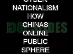 PDF-CHINESE CYBER NATIONALISM HOW CHINAS ONLINE PUBLIC SPHERE AFFECTED ITS