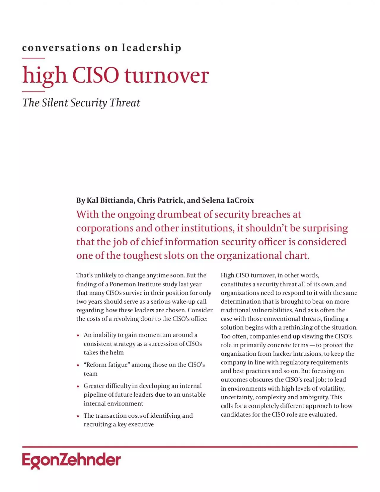 PDF-conversations on leadership The CISOs complex reality The uncertainty