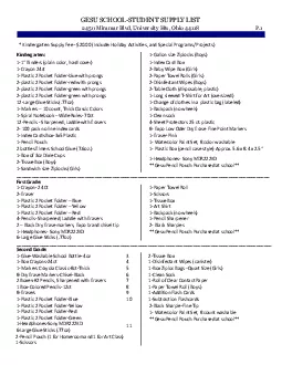 GESU SCHOOLSTUDENT SUPPLY LIST2450 Miramar Blvd University Hts Ohio