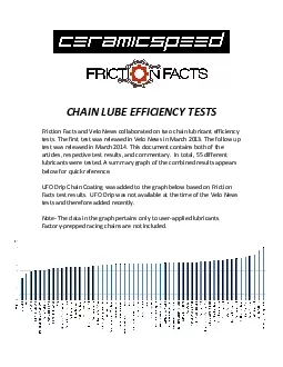 CHAIN LUBE EFFICIENCY TESTSFriction Facts and Velo News collaborated o