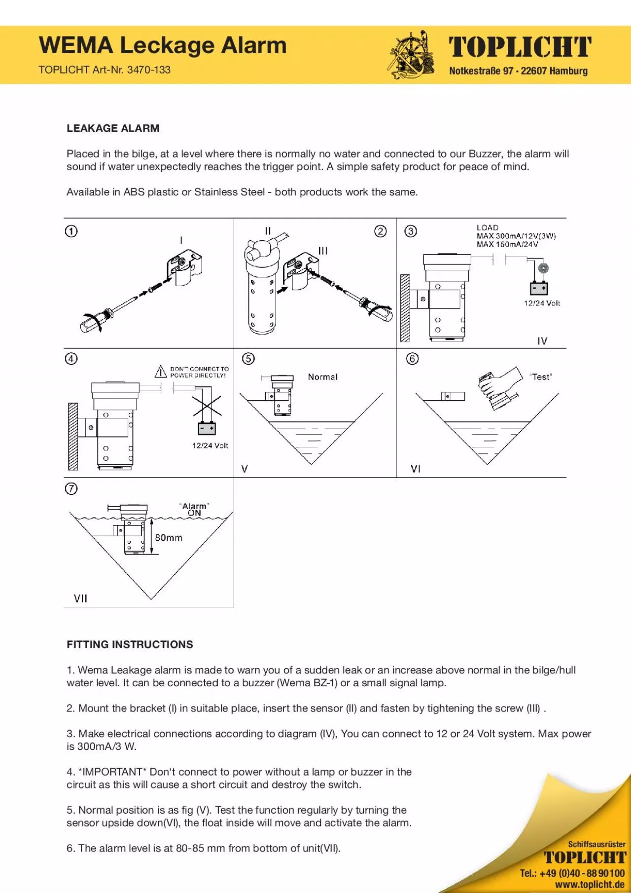 PDF-Notkestrae 97 22607 HamburgWEMA Leckage AlarmTOPLICHT ArtNr 3470133