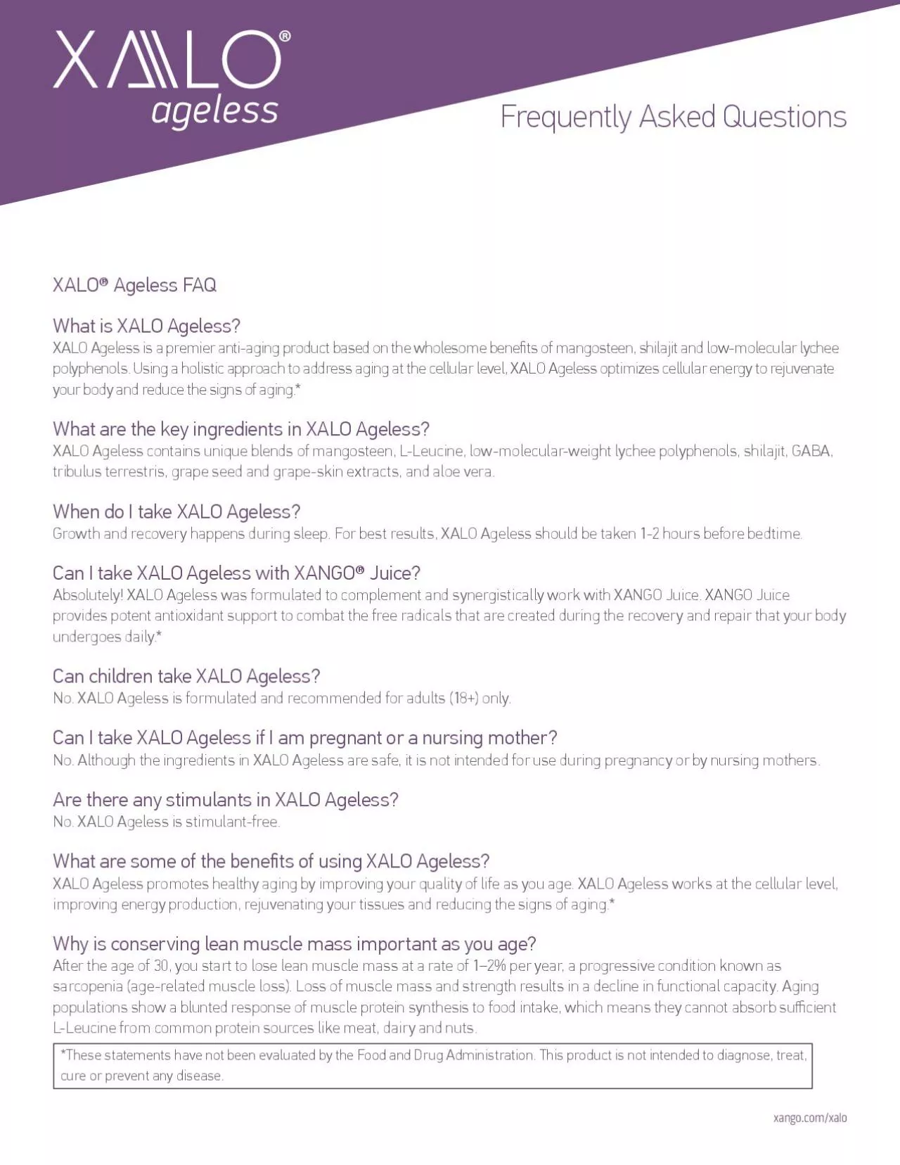 PDF-XALO Ageless FAQ