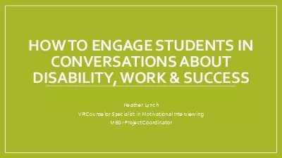 HOW TO ENGAGE STUDENTS IN CONVERSATIONS ABOUT DISABILITY WORK  SUCCESS