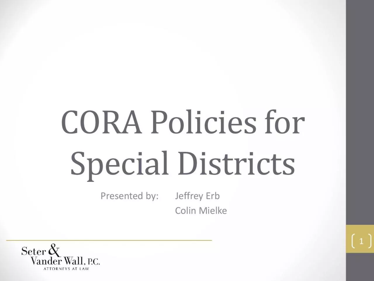 PDF-CORA Policies for Special DistrictsPresented by Jeffrey Erb Colin Mi