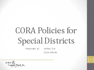 CORA Policies for Special DistrictsPresented by Jeffrey Erb   Colin Mi