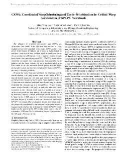 PDF-consistsofthreemaincomponents15DynamicWarpCriticalityPredictionwithCAW