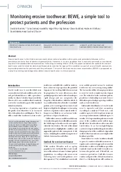 Monitoring erosive toothwear BEWE a simple tool to