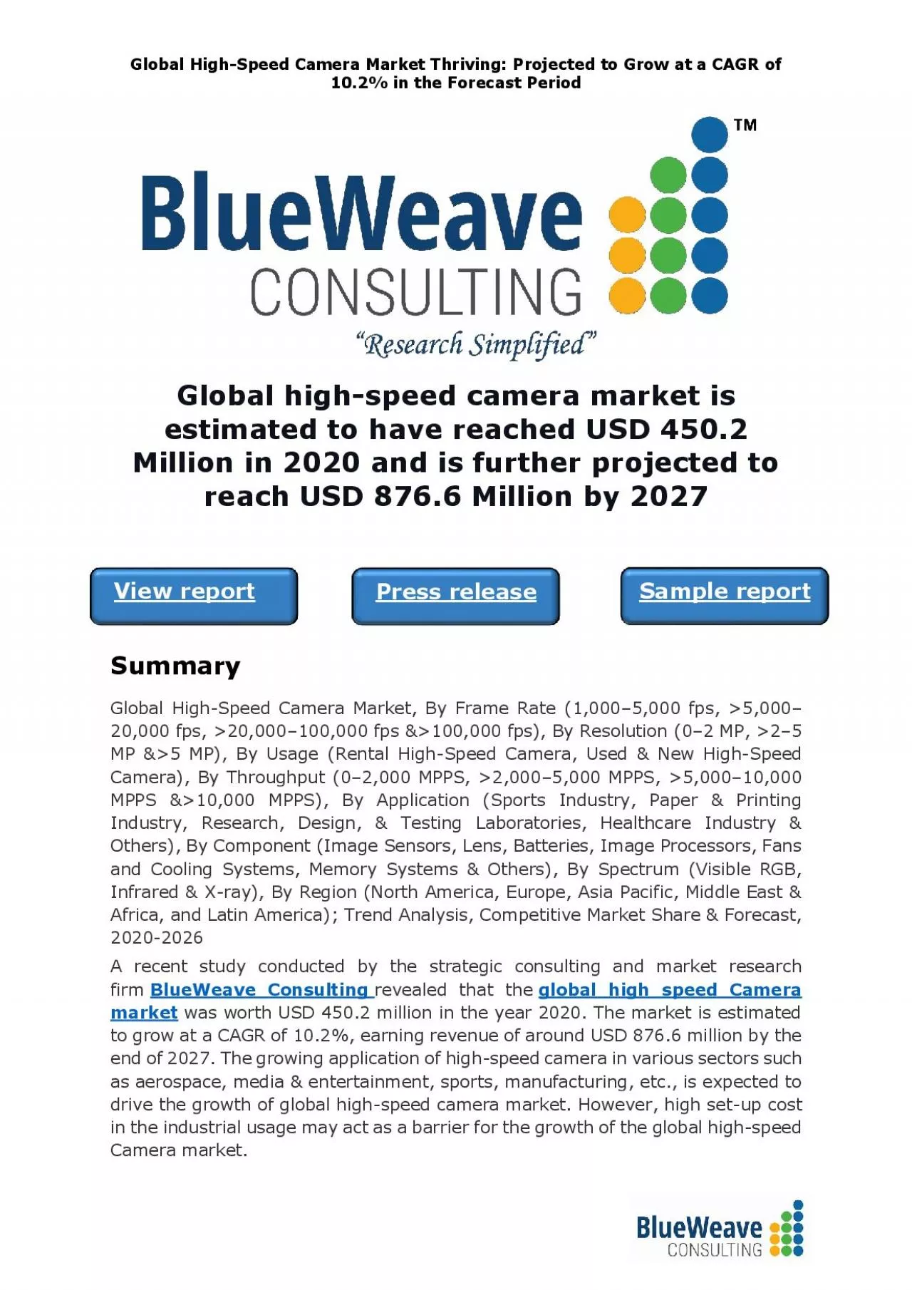 PDF-global high-speed camera market is estimated to have reached USD 450.2 Million in 2020